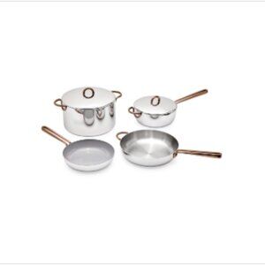 Great Jones Precious Metal 6 Piece Stainless Steel Cookware Set.